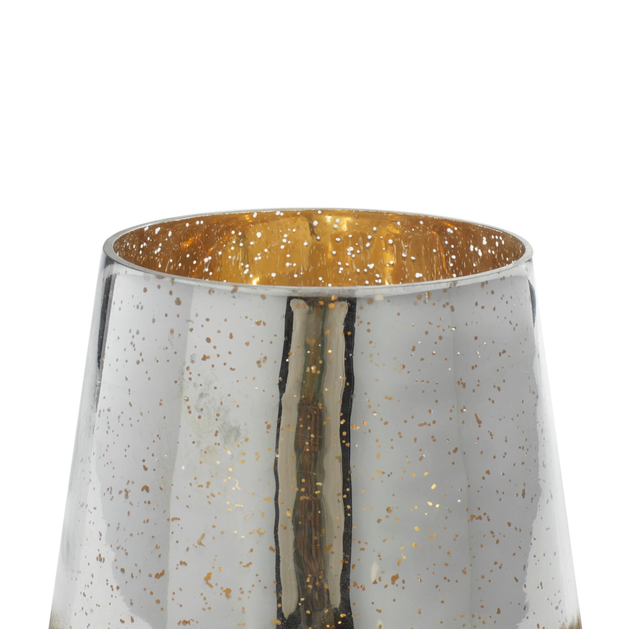 7" Gold & Silver Glass Modern Candlestick Holder